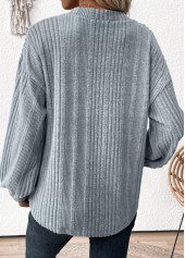 Long Sleeve Light Blue V Neck T Shirt