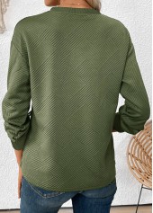 Jacquard Olive Green Long Sleeve Round Neck Sweatshirt