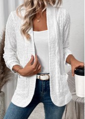 Lace White Pocket Long Sleeve Coat