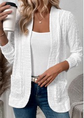 Lace White Pocket Long Sleeve Coat