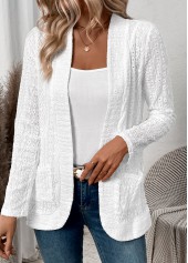 Lace White Pocket Long Sleeve Coat