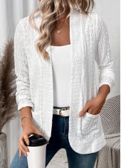 Lace White Pocket Long Sleeve Coat