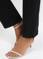Button High Waisted Ankle-length Black Pants
