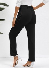 Button High Waisted Ankle-length Black Pants