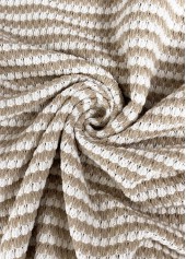 Jacquard Light Coffee Long Sleeve Round Neck T Shirt