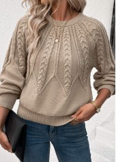 Light Camel Long Sleeve Round Neck Sweater