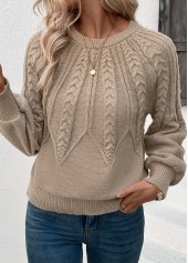 Light Camel Long Sleeve Round Neck Sweater