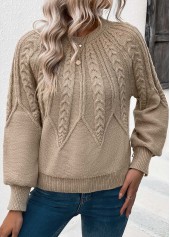 Light Camel Long Sleeve Round Neck Sweater