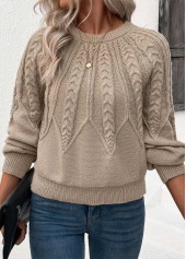 Light Camel Long Sleeve Round Neck Sweater