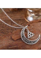 Moon Alloy Hollow Detail Silver Necklace