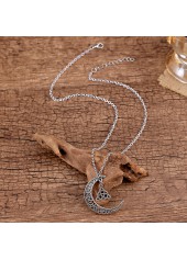 Moon Alloy Hollow Detail Silver Necklace
