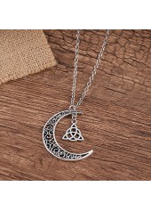 Moon Alloy Hollow Detail Silver Necklace
