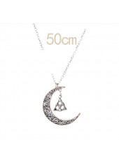 Moon Alloy Hollow Detail Silver Necklace