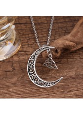 Moon Alloy Hollow Detail Silver Necklace