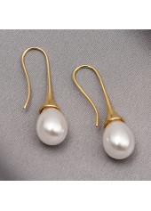 Golden Teardrop Design Copper Pearl Earrings