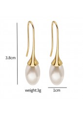 Golden Teardrop Design Copper Pearl Earrings