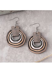 Wood Detail Geometric Light Brown Earrings