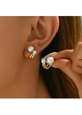 Pearl Design Golden Geometric Alloy Earrings