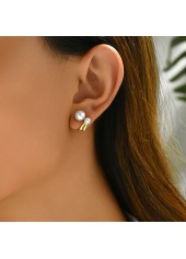 Pearl Design Golden Geometric Alloy Earrings