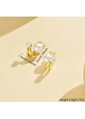 Pearl Design Golden Geometric Alloy Earrings