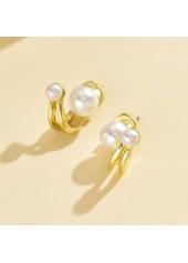 Pearl Design Golden Geometric Alloy Earrings