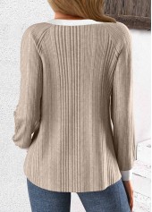 Patchwork Light Coffee Long Sleeve Round Neck Sweatshirt