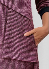 Patchwork Wine Red A Line Long Sleeve Dress