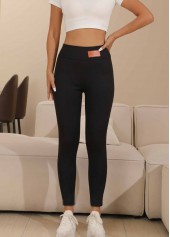 Black Elastic Waist High Waisted Ankle Length Leggings