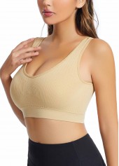 Skin Color Stretch Scoop Detail Bra