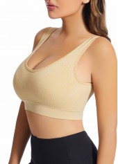 Skin Color Stretch Scoop Detail Bra