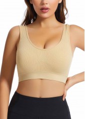 Skin Color Stretch Scoop Detail Bra