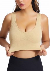 Skin Color Stretch Scoop Detail Bra