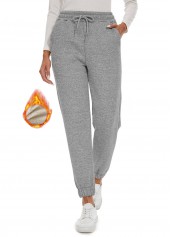 Grey Jogger Elastic Waist High Waisted Pants