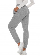 Grey Jogger Elastic Waist High Waisted Pants