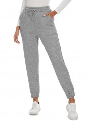 Grey Jogger Elastic Waist High Waisted Pants