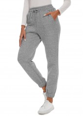 Grey Jogger Elastic Waist High Waisted Pants