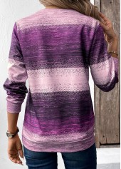 Tribal Print Patchwork Purple Long Sleeve Sweatshirt