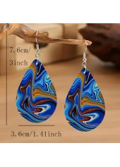 Dark Blue Droplet Wood Material Earrings