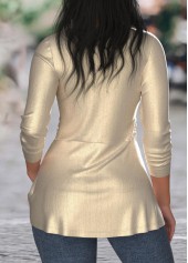 Twist Champagne Long Sleeve V Neck T Shirt