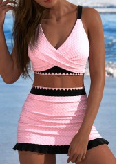 Patchwork Criss Cross Pink Bikini Set