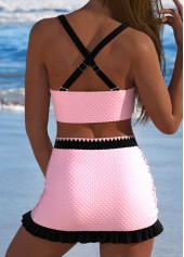 Patchwork Criss Cross Pink Bikini Set