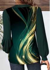 Dazzle Colorful Print Patchwork Blackish Green T Shirt