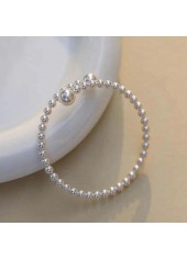 White Pearl Design Geometric Round Bangle