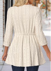 Lace Beige 3/4 Sleeve Round Neck Coat