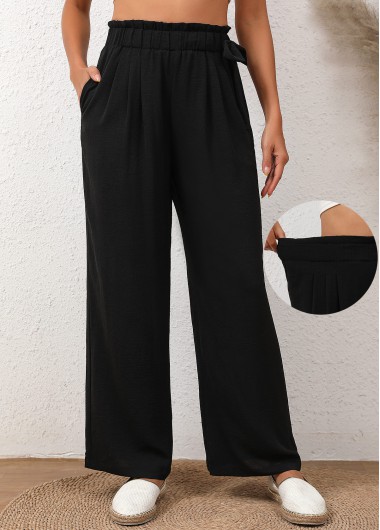 Bowknot Elastic Waist High Waisted Black Pants Bowknot Elastic Waist High Waisted Black Pants