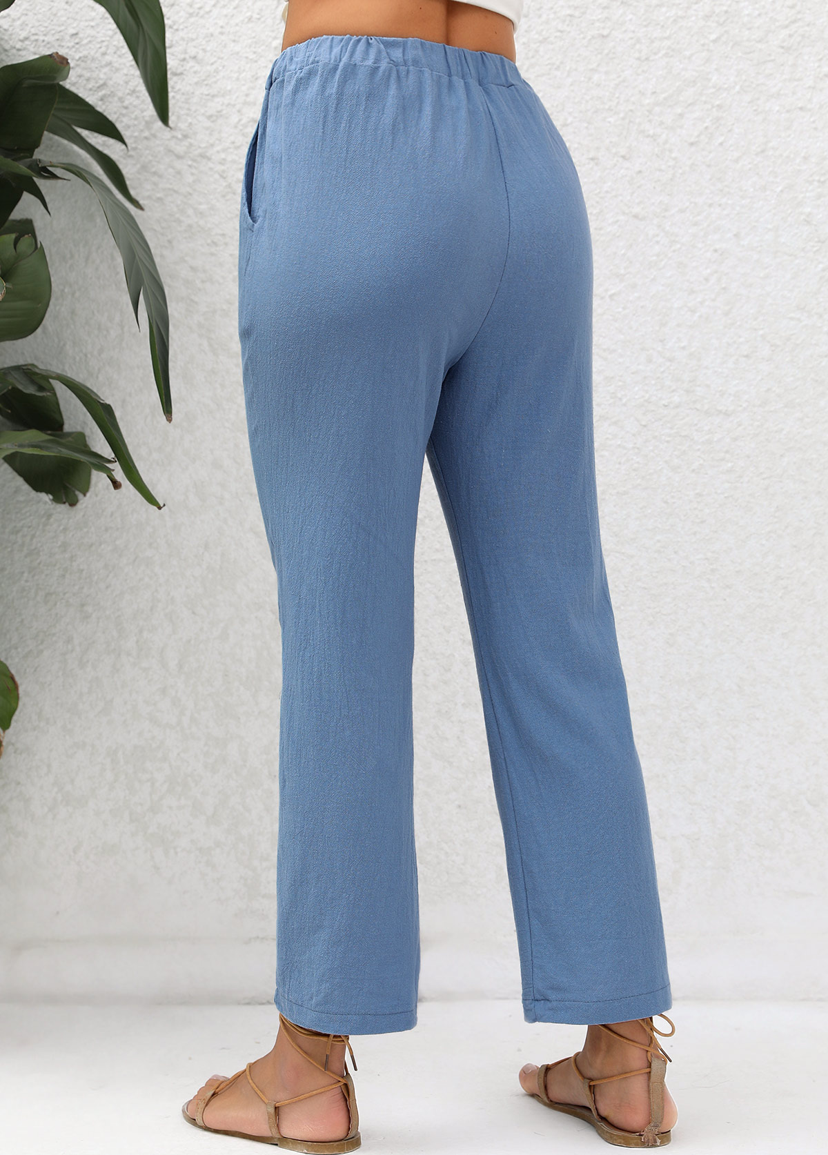 Double Side Pockets Denim Blue Pants
