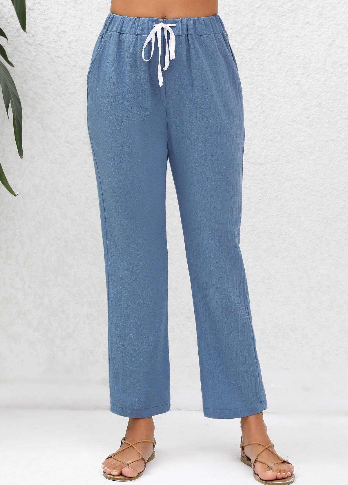 Double Side Pockets Denim Blue Pants