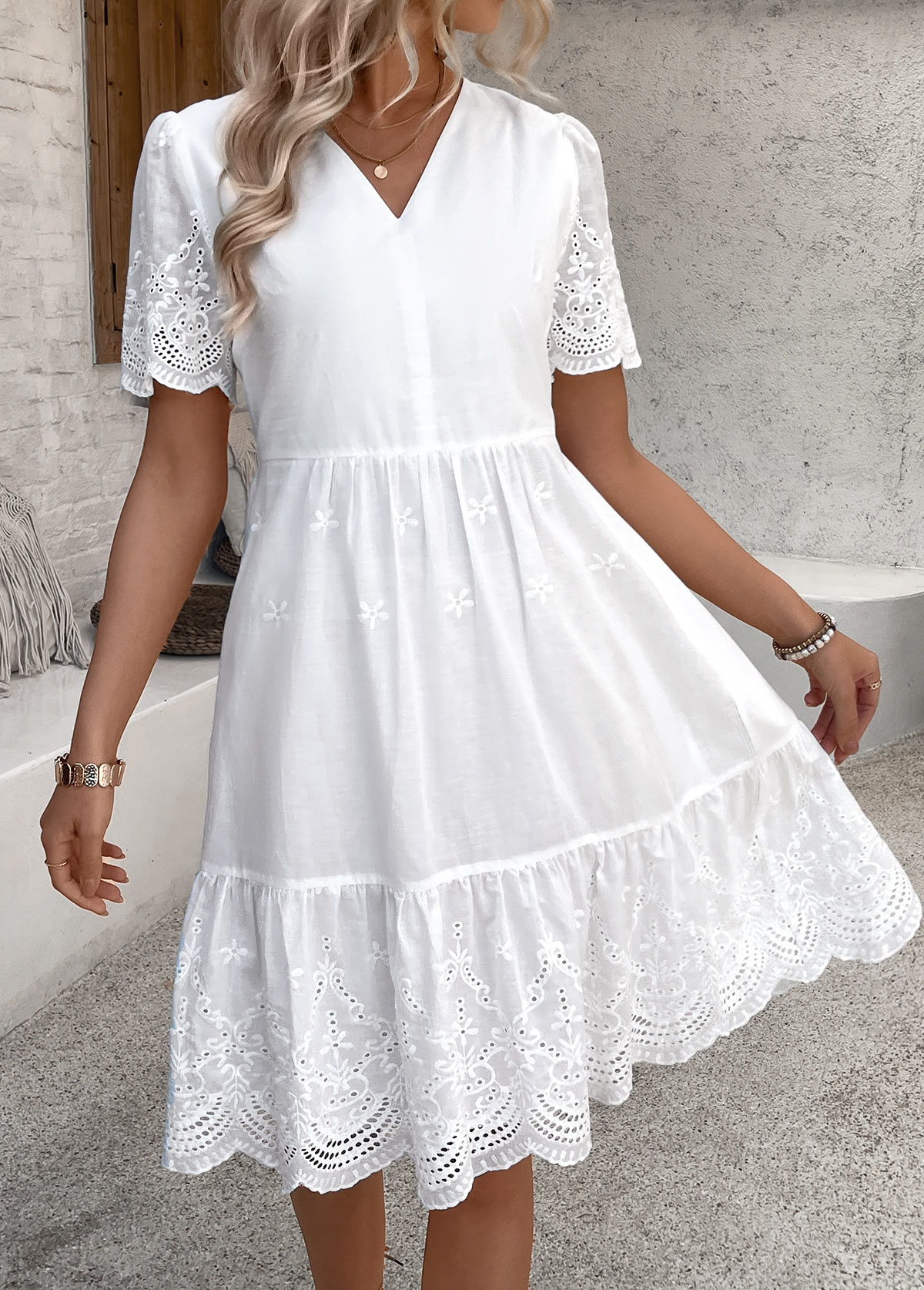 Short Sleeve V-Neck Dress