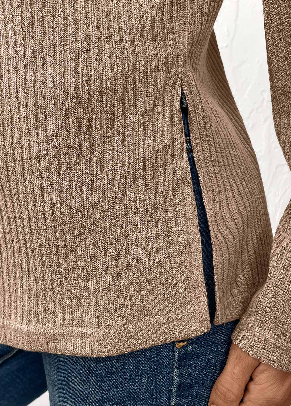 Tummy Coverage Light Coffee Long Sleeve T Shirt