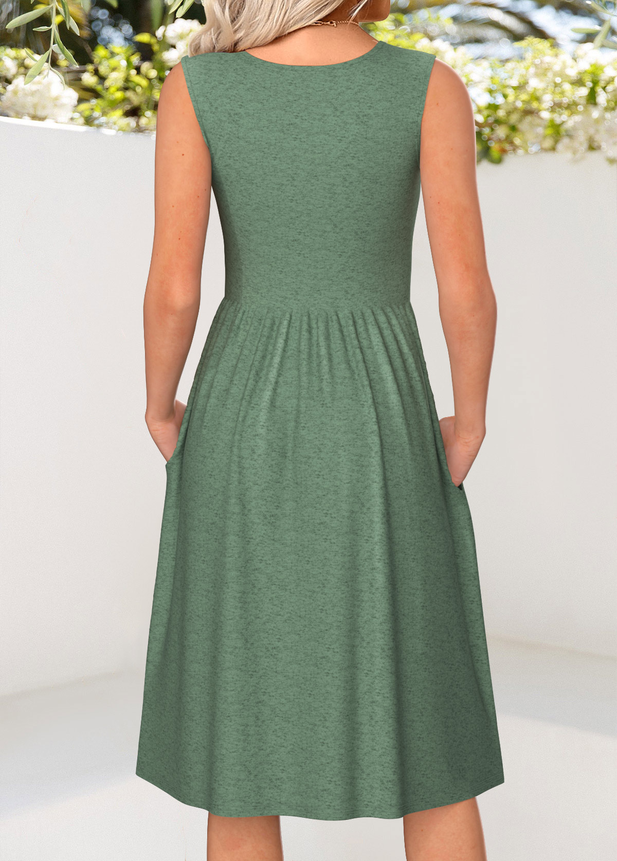 Sage button dress main image 1